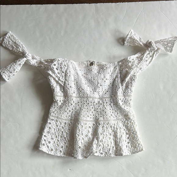 Rebecca Taylor White off shoulder eyelet Top size 0 - Picture 2 of 7